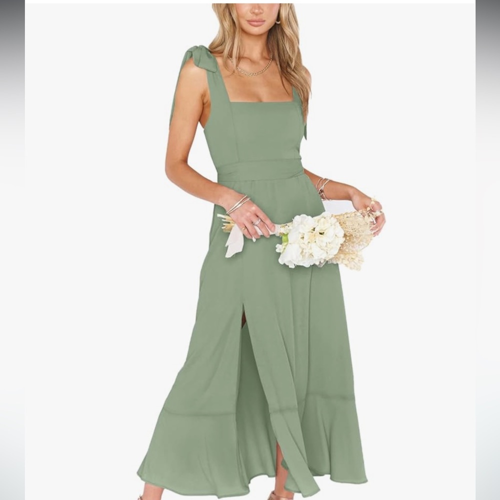 Sage green dress - never worn - waste tie included